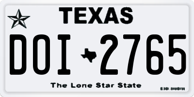 TX license plate DOI2765
