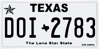 TX license plate DOI2783