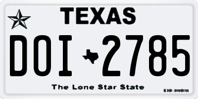 TX license plate DOI2785