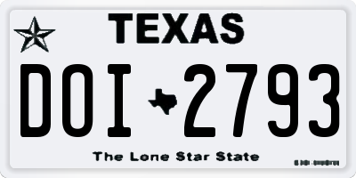 TX license plate DOI2793