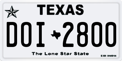 TX license plate DOI2800