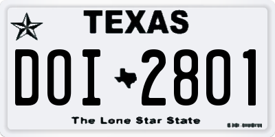 TX license plate DOI2801