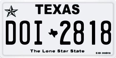 TX license plate DOI2818