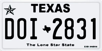 TX license plate DOI2831