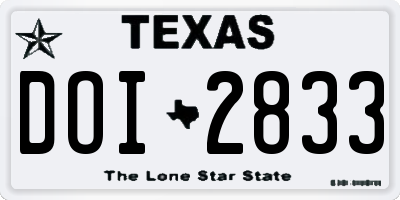 TX license plate DOI2833