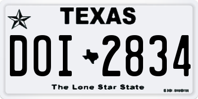TX license plate DOI2834