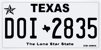 TX license plate DOI2835