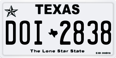 TX license plate DOI2838