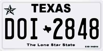 TX license plate DOI2848