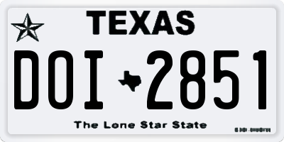 TX license plate DOI2851