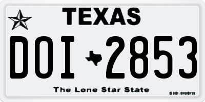 TX license plate DOI2853