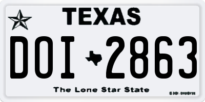 TX license plate DOI2863