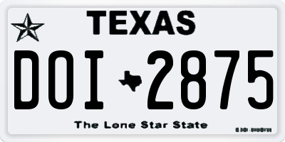 TX license plate DOI2875