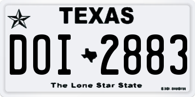 TX license plate DOI2883