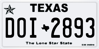 TX license plate DOI2893