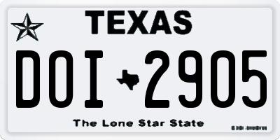 TX license plate DOI2905
