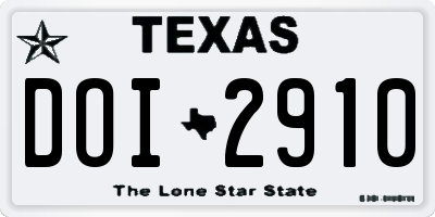 TX license plate DOI2910