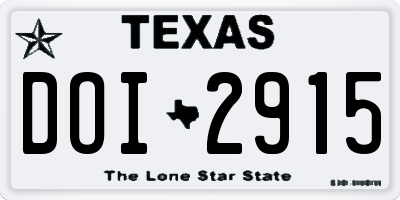 TX license plate DOI2915