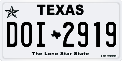 TX license plate DOI2919
