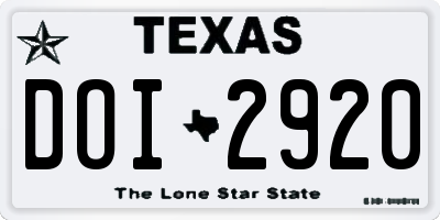 TX license plate DOI2920
