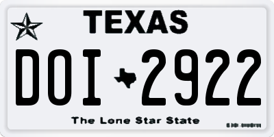 TX license plate DOI2922