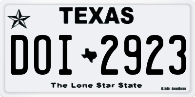 TX license plate DOI2923