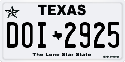 TX license plate DOI2925
