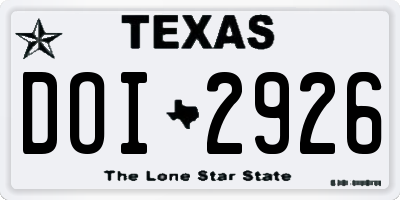TX license plate DOI2926