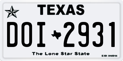 TX license plate DOI2931