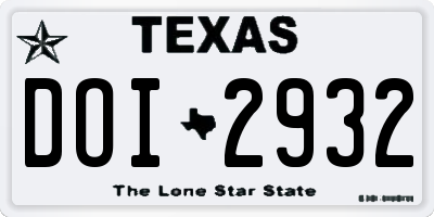 TX license plate DOI2932