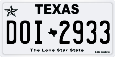 TX license plate DOI2933