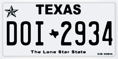 TX license plate DOI2934
