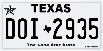 TX license plate DOI2935