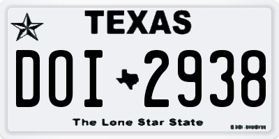 TX license plate DOI2938