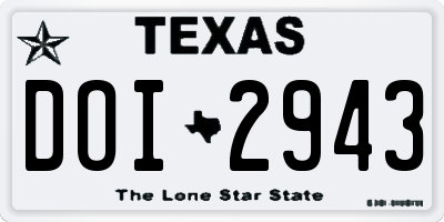 TX license plate DOI2943
