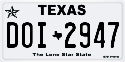 TX license plate DOI2947