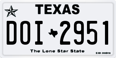 TX license plate DOI2951