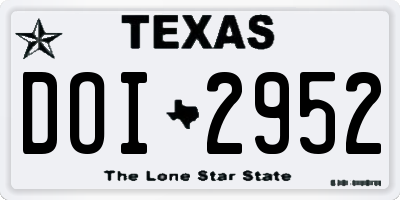 TX license plate DOI2952
