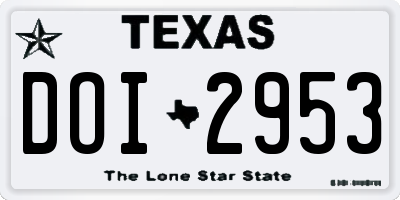 TX license plate DOI2953