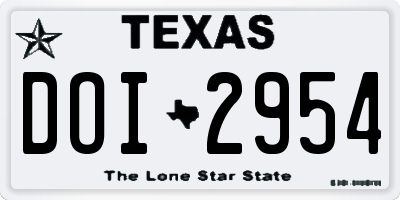 TX license plate DOI2954