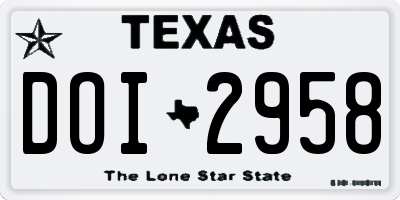TX license plate DOI2958
