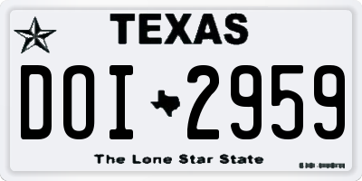 TX license plate DOI2959