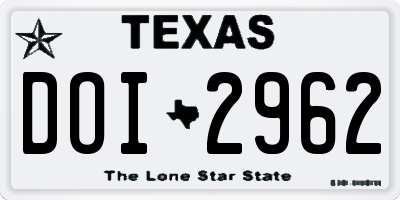 TX license plate DOI2962