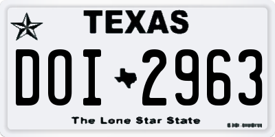 TX license plate DOI2963