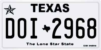 TX license plate DOI2968