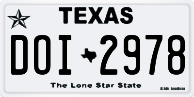 TX license plate DOI2978