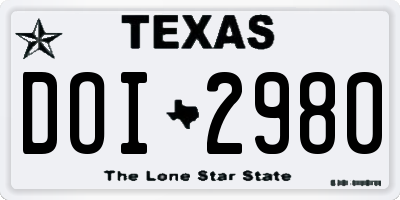 TX license plate DOI2980