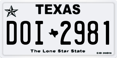 TX license plate DOI2981