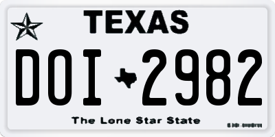 TX license plate DOI2982