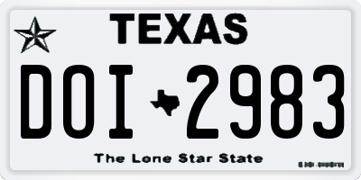 TX license plate DOI2983
